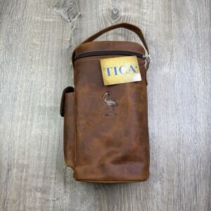 Tica Sport Leather Double Wine Case Golf Bottle Bag Carrier Bottle Opener Pocket